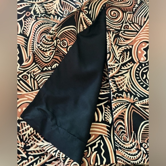 LINDA ALLARD ELLEN TRACY, long blazer, 14, retro 70s 80s era, abstract print. - Picture 7 of 10